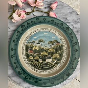 Vintage Warren Kimble American Folk Art 8” plate produced by Otagiri 1990s